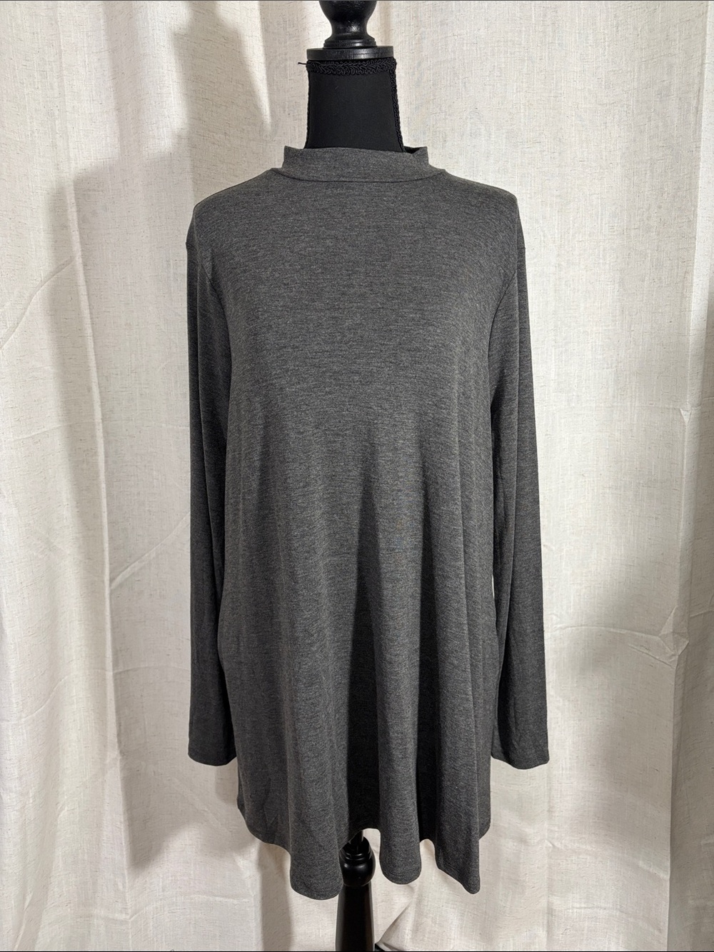 Zenana Outfitters Charcoal Gray Long Sleeve Mock Neck Tunic/Dress